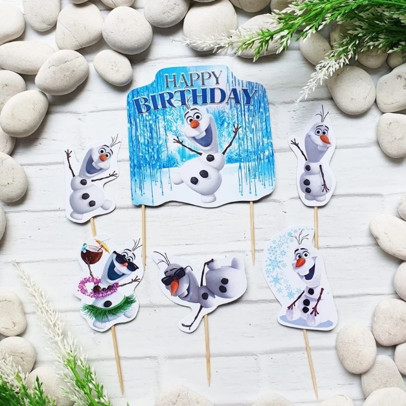topper toper hiasan tusukan kue cake nasi tumpeng ulang tahun happy birthday karakter olaf