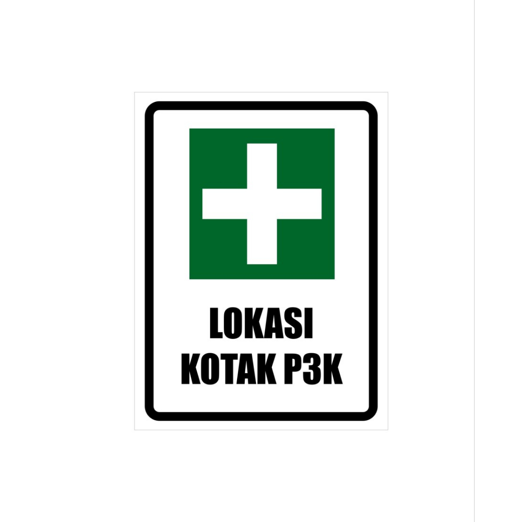 

Stiker Vinyl sign Rambu LOKASI KOTAK P3K. 20X15CM