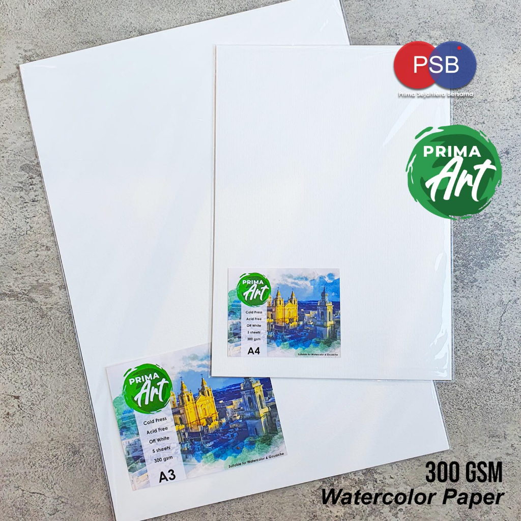 

MilL Prima Art Watercolor Paper A3 (300 gsm) 5 sheets / Kertas Cat Air