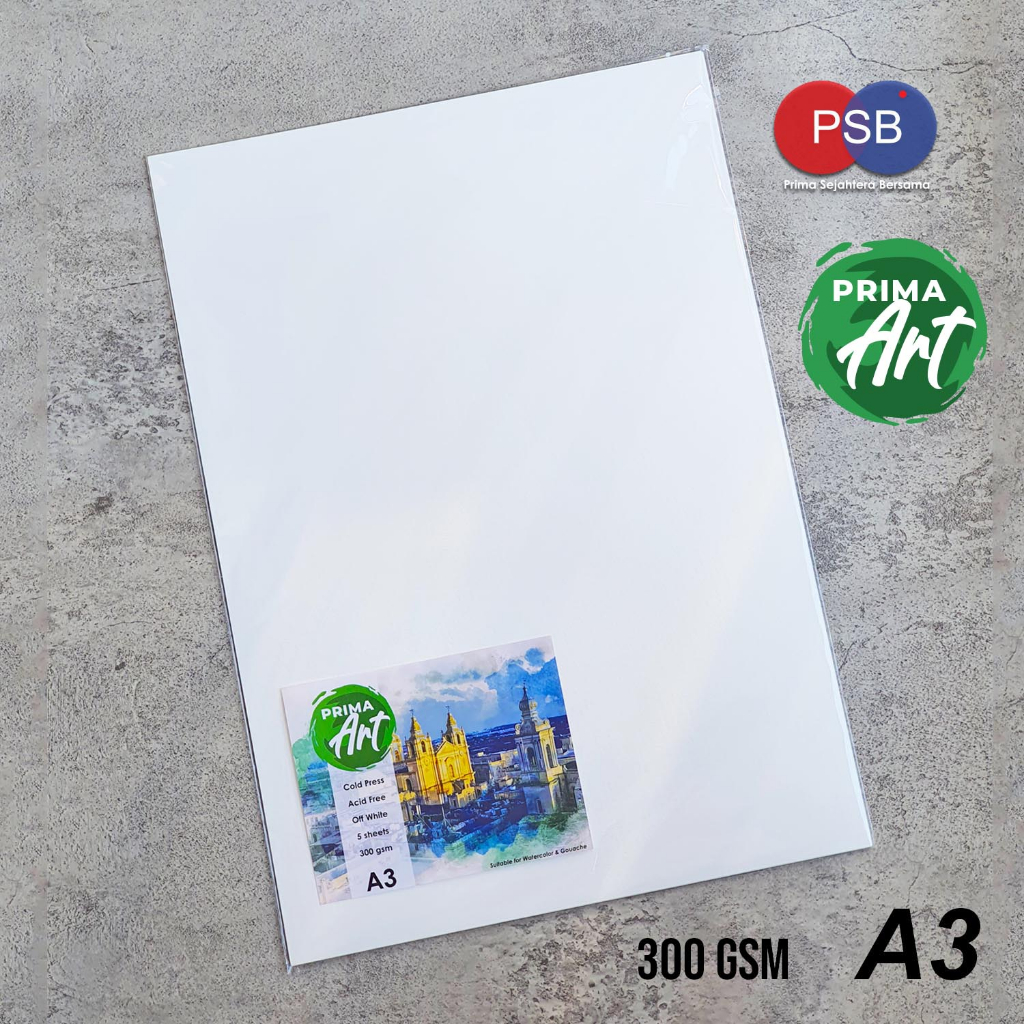 

Prima Art Watercolor Paper A3 (300 gsm) 5 sheets / Kertas Cat Air