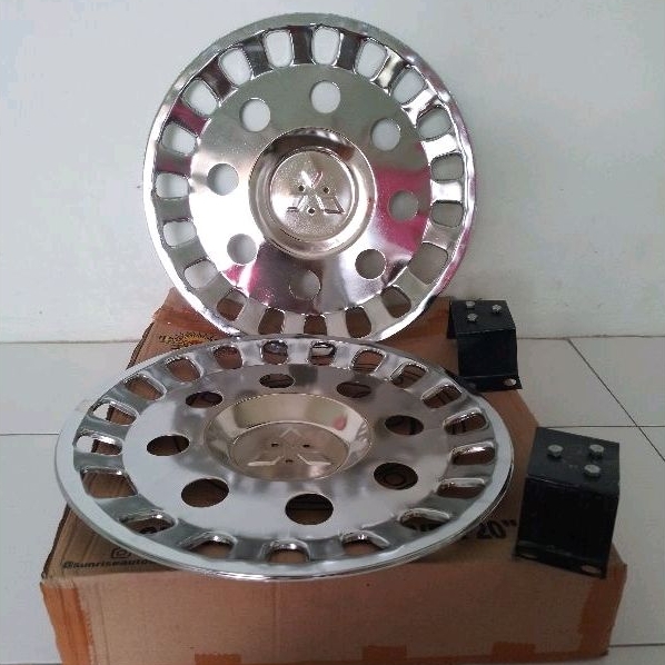 Weldop dop roda truk fuso/big bus Ring 20 Lubang 8 belakang saja kanan kiri 2 pcs logo mitsubishi