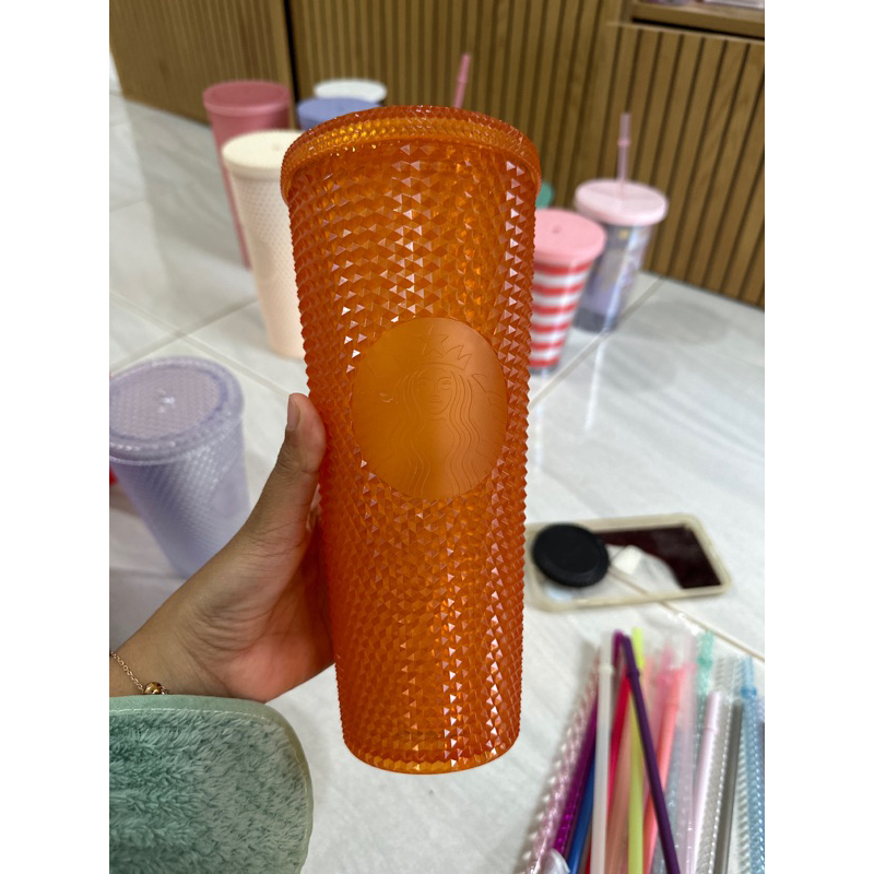 starbucks studded thailand orange no straw