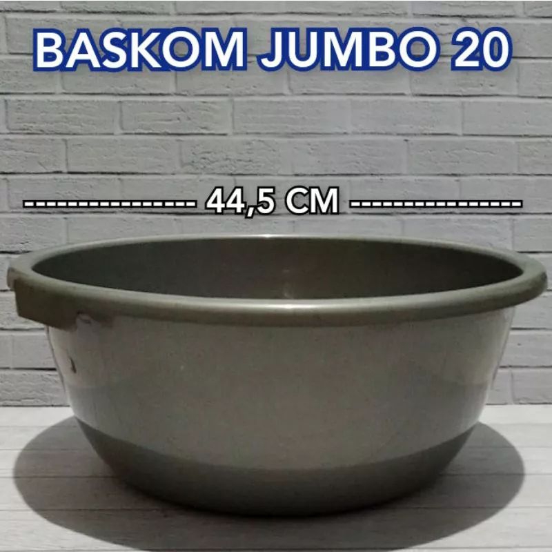 BASKOM PLASTIK BESAR UKURAN 20 JUMBO - ADONAN KUE 17 LITER - BASKOM BESAR SERBAGUNA WARNA SILVER ABU