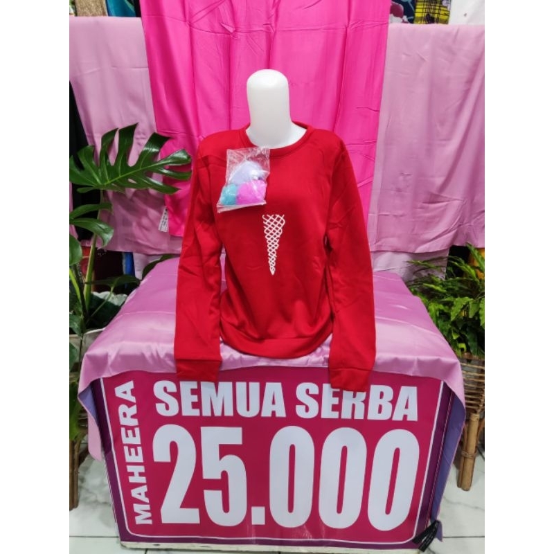 Kaos lengan panjang Sweater wanita motif ice krim