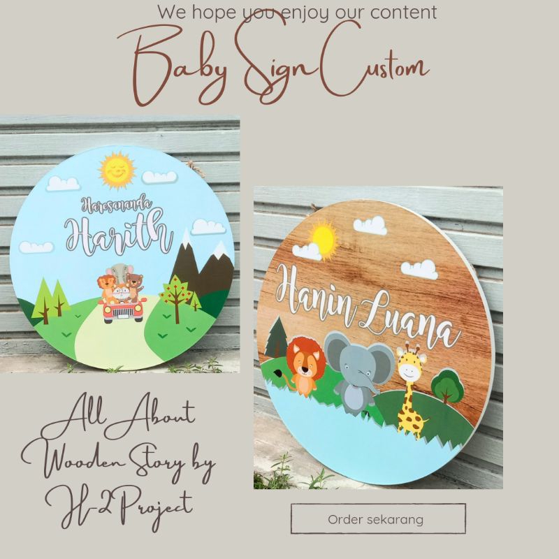 Kostum nama bayi Baby sign name Wall decor custom Custom nama kayu Hiasan dinding Kostum nama