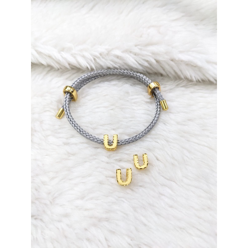 Gelang Tali Emas Charm Huruf U 16k 70%