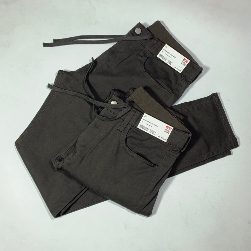 uniqlo celana jeans warna ultra stretch dark brown original