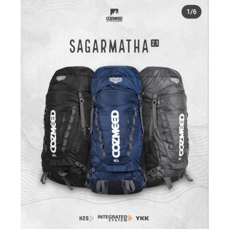 COZMEED TAS GUNUNG CARRIER SAGARMATHA 60 LITER HITAM + RAIN COVER BAG