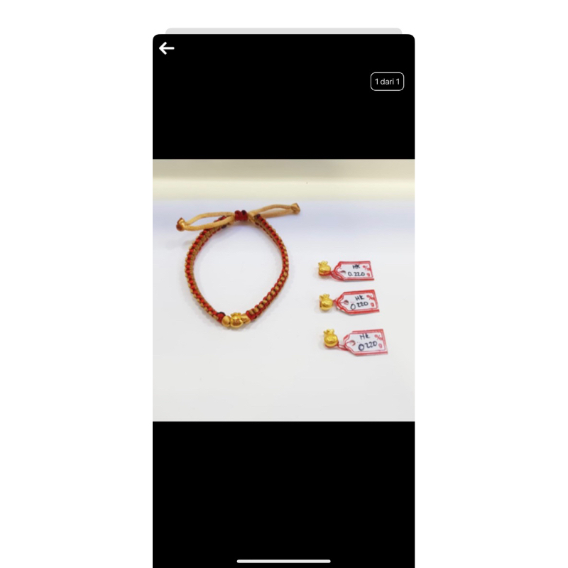 Gelang Tali Emas Hongkong Money Bag 24K 999%