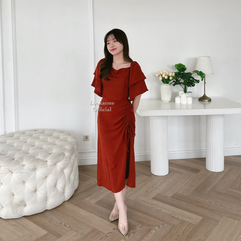 lookatmeofficial - Dayana Set Top + Skirt / Setelan Wanita Atasan dan Rok Serut