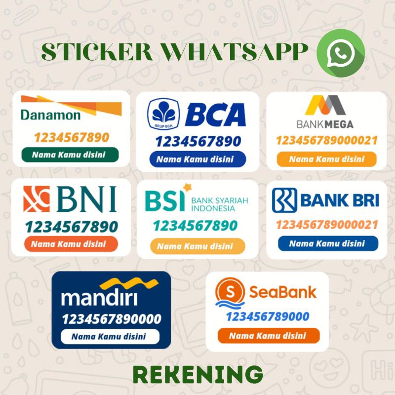 Desain Sticker Rekening WhatsApp | Jasa Sticker Rekening