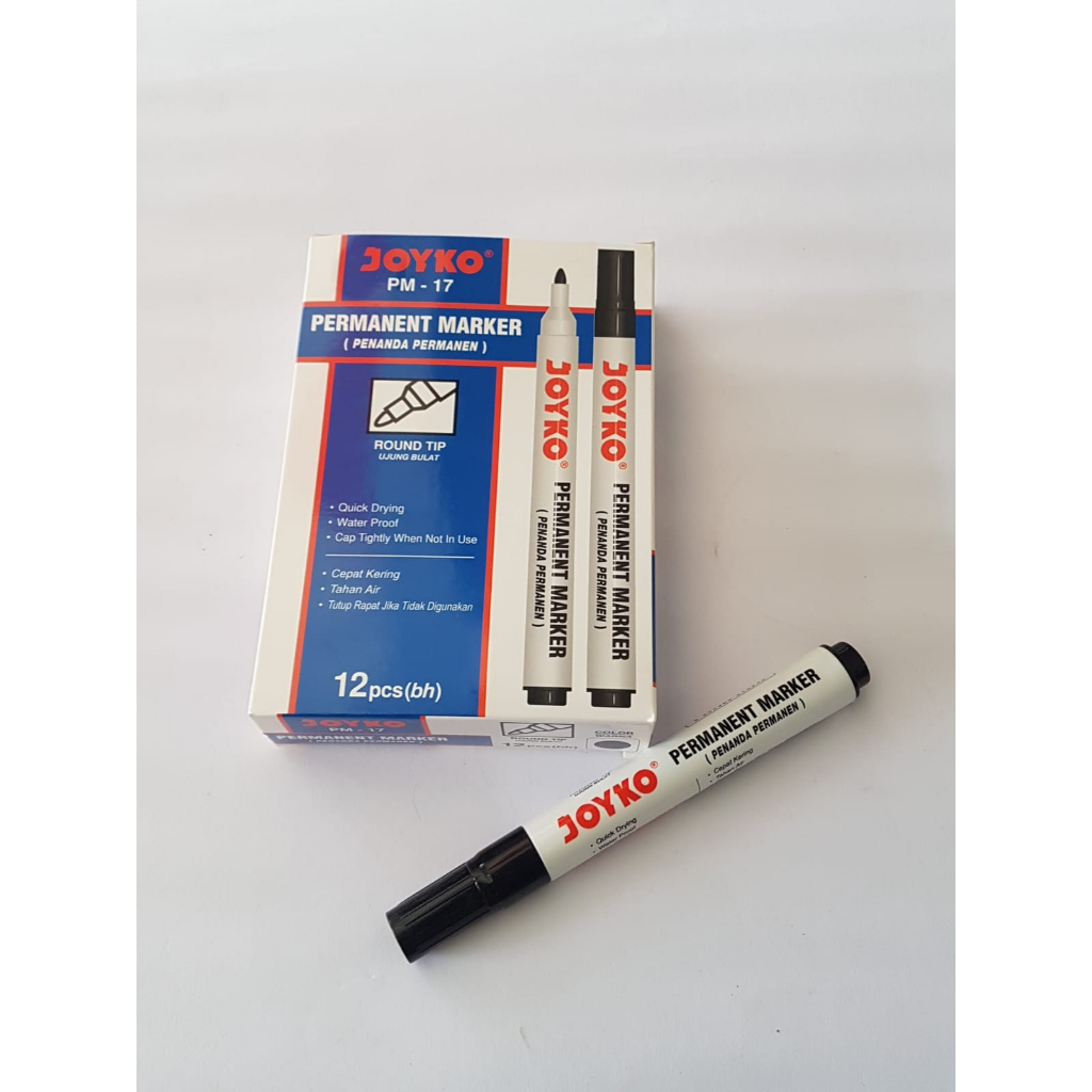 

Spidol Joyko Permanent Marker Hitam PM-17 1pak 12pcs