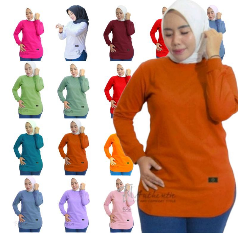 	 Atasan Baju Kaos Oversized Wanita Muslim Top Basic Polos Premium Terbaru Kekinian [ TERBARU ] Kaos Polos Body Oval // Baju Wanita Lengan Panjang Size M L XL XXL // Kaos Dinarry Hijab Style // Zolaqu Style	