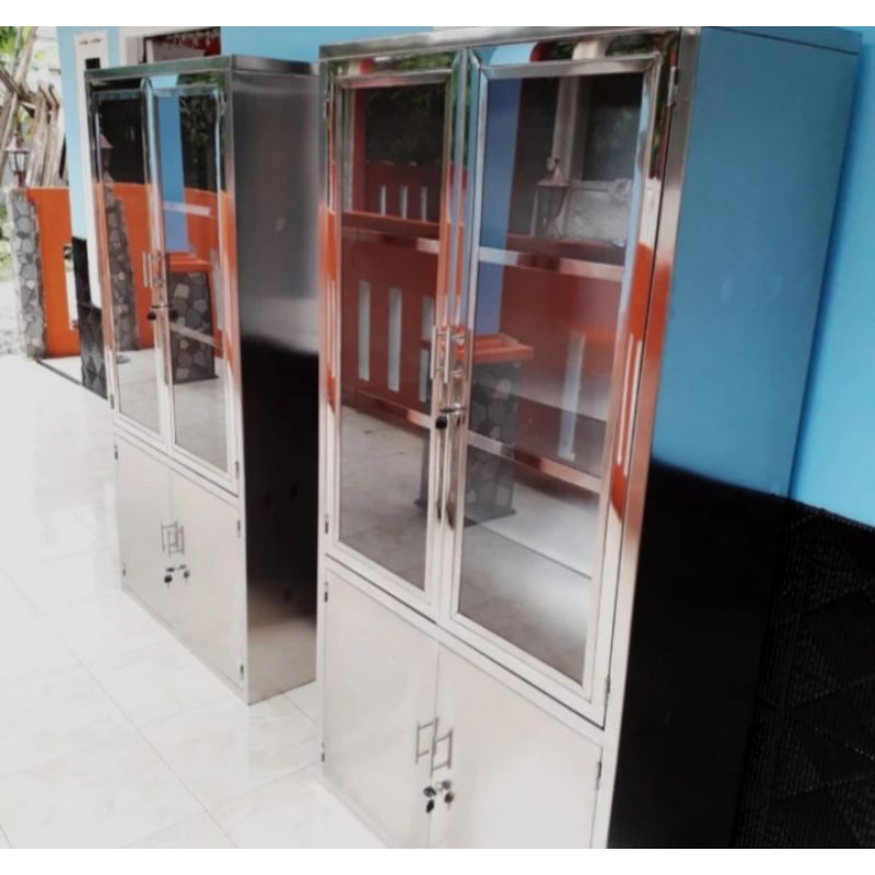 Lemari obat 2 pintu stainless steel