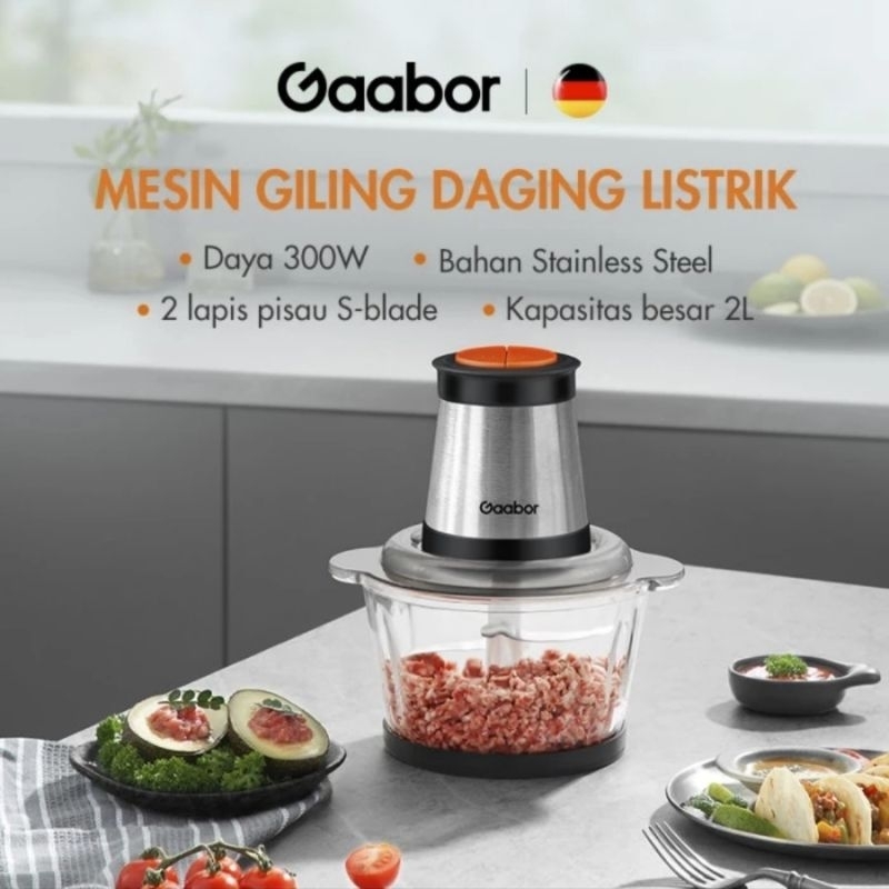 Gaabor Electric Meat Grinder Chopper Mesin Penggiling Daging Elektrik Serbaguna 2L / GJ-M30A01