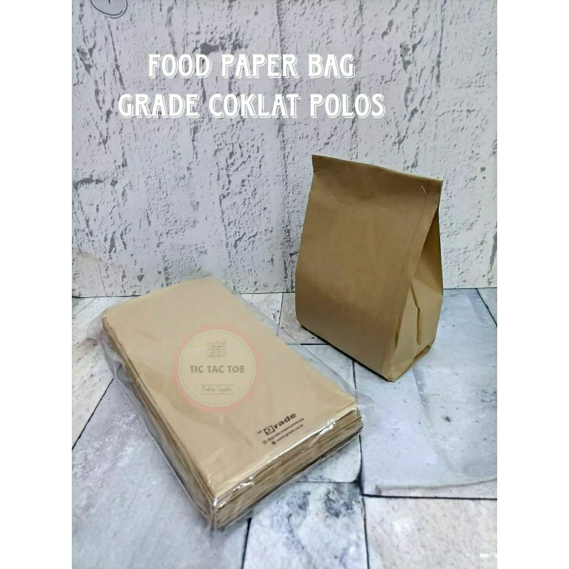 Food Paper Bag Grade Coklat Polos isi @100lbr / Kantong Gorengan / Kantong Kertas Coklat Makanan
