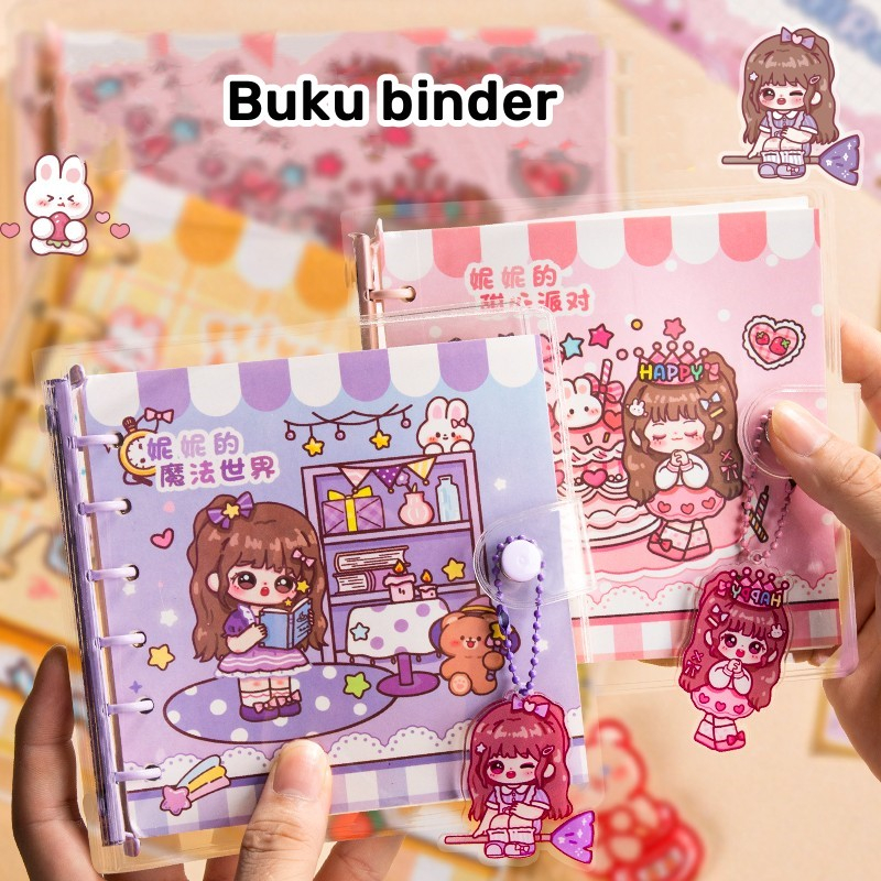 

Buku binder aesthetic Spiral notebook loose-leaf Notebook kartun Buku catatan lucu Agenda diary notepad Buku tulis karakter sekolah kantor pelajar Scrapbook mini jurnal planner handbook