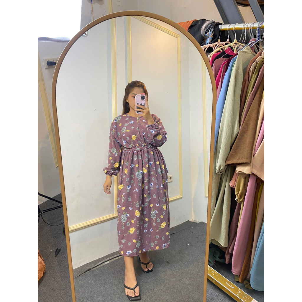 DRESS MIDI SALSA CRINKLE MOTIF PREMIUM JAKARTA