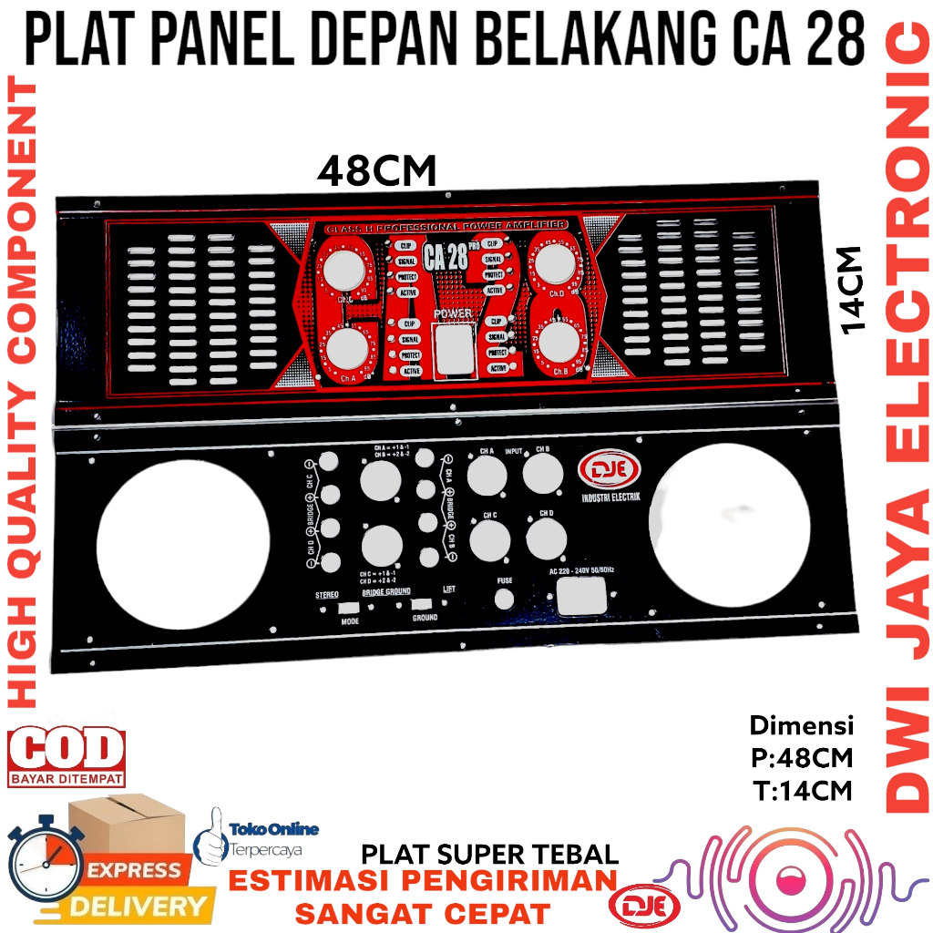 PANEL CA28 PREMIUM (1SET) PLAT COVER CA 28 BOX PANEL DEPAN BELAKANG POWER AMPLIFIER