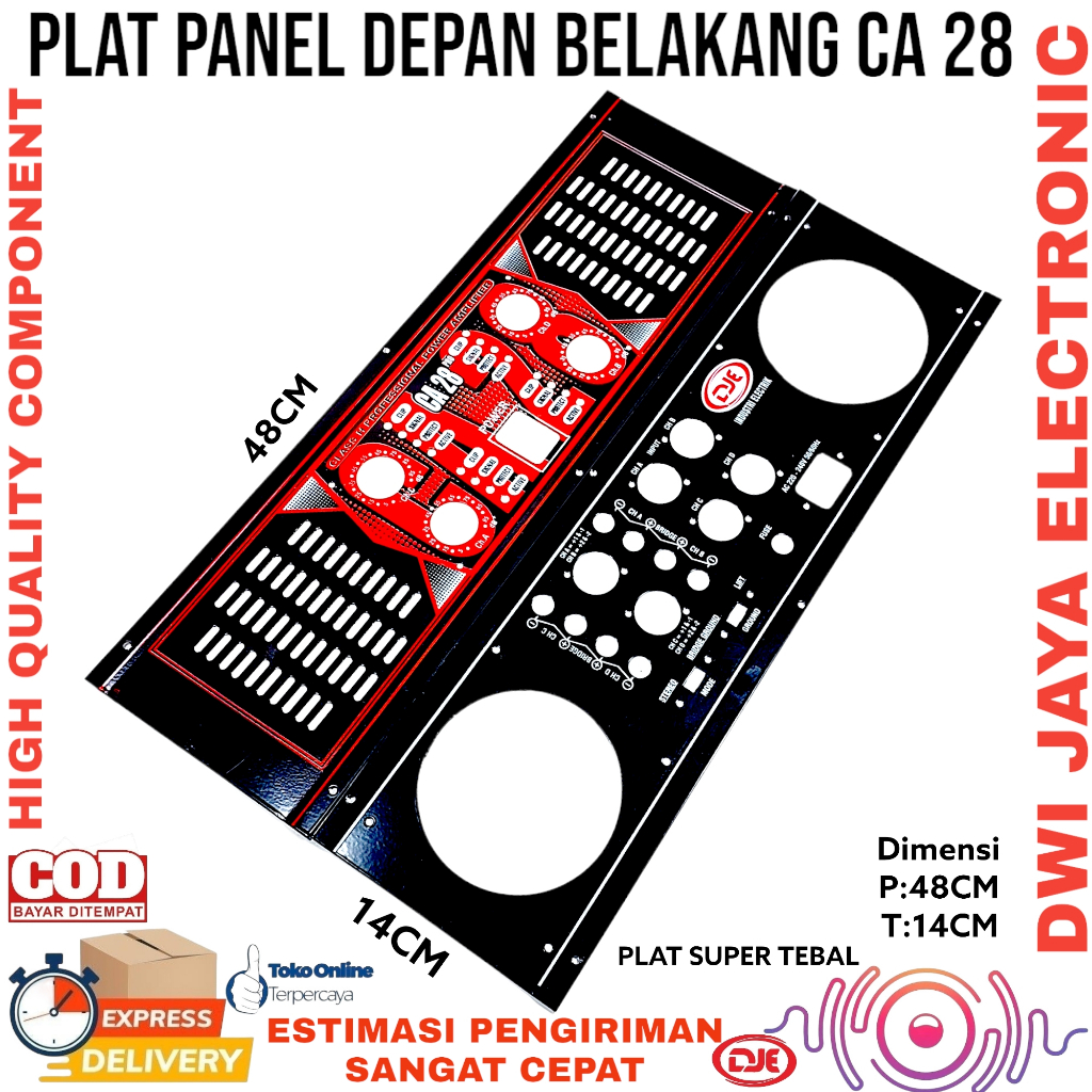 Terangshop17 Panel Ca28 Premium (1Set) Plat Cover Ca 28 Box Panel Depan Belakang Power Amplifier