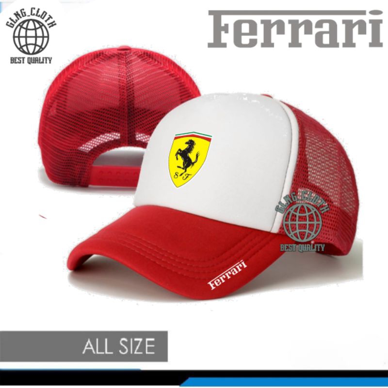 TOPI JARING TRUCKER RACING F1 FORMULA ONE LOGO FERARRI PRIA WANITA PREMIUM QUALITY