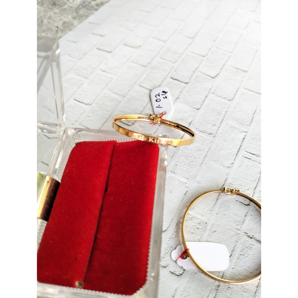 Gelang Anak Emas Asli Motif Hello Kitty Gelang Tangan Kolong Bangle Terbaru Gelang Bayi Perempuan Em