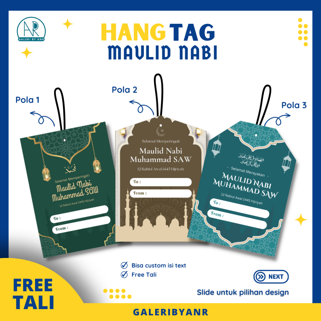 

D18 Hangtag maulid nabi muhammad custom | Hang tag memperingati maulid nabi muslim tag souvenir free tali bisa cod