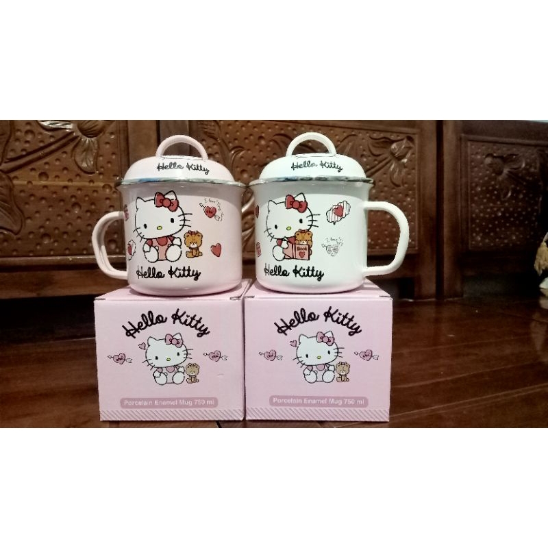 porcelain enamel mug 750ml~enamel mug hello kitty
