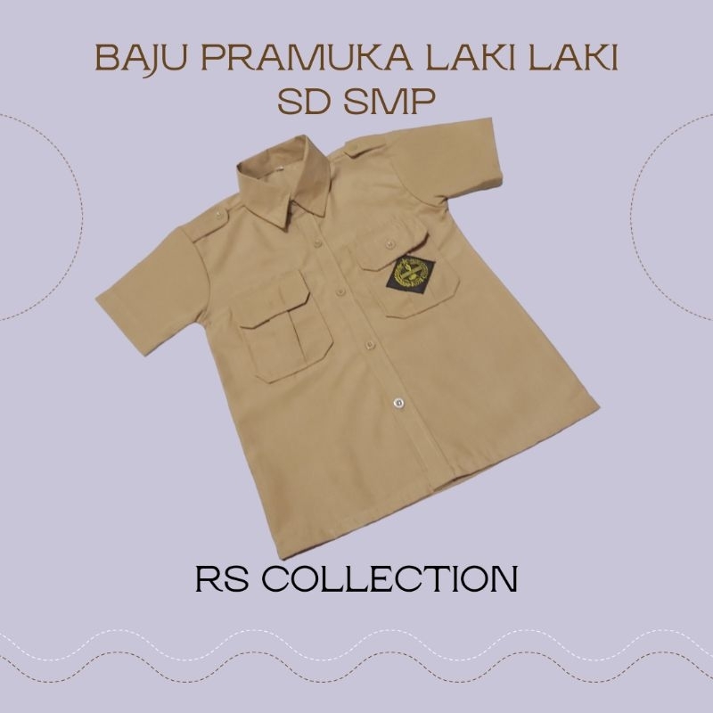 Seragam Baju Kemeja Pramuka Lengan Pendek Sd Smp Laki Laki/Baju Pramuka Lengan Panjang Sd Smp Laki L
