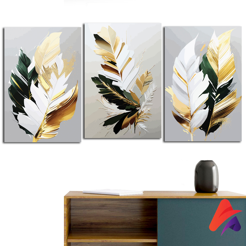 HIASAN DINDING 20X30 ABSTRAK BUNGA KERTAS PAJANGAN DINDING DEKORASI DINDING KAYU DAUN GOLD AESTHETIC