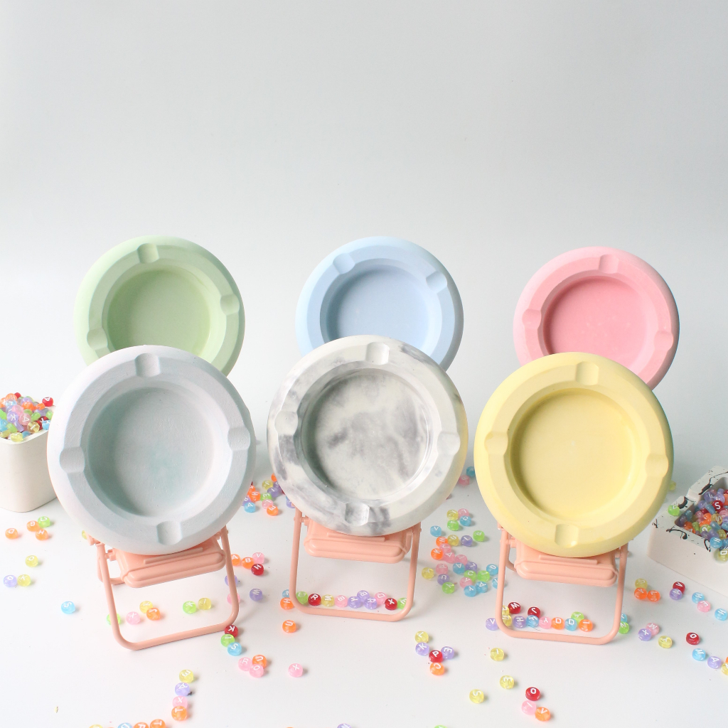 (BISA COD) Bulat Asbak Concrete Asbak Aesthetic Kado Cowok/Cewek Costum Gambar Abstrak Ashtray Abak 