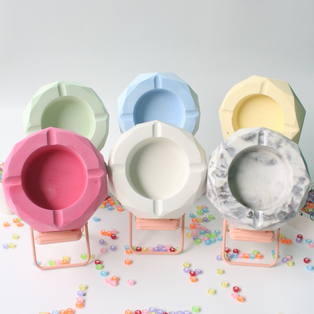(BISA COD) Diamond Asbak Concrete Asbak Aesthetic Kado Cowok/Cewek Costum Gambar Abstrak Ashtray Aba