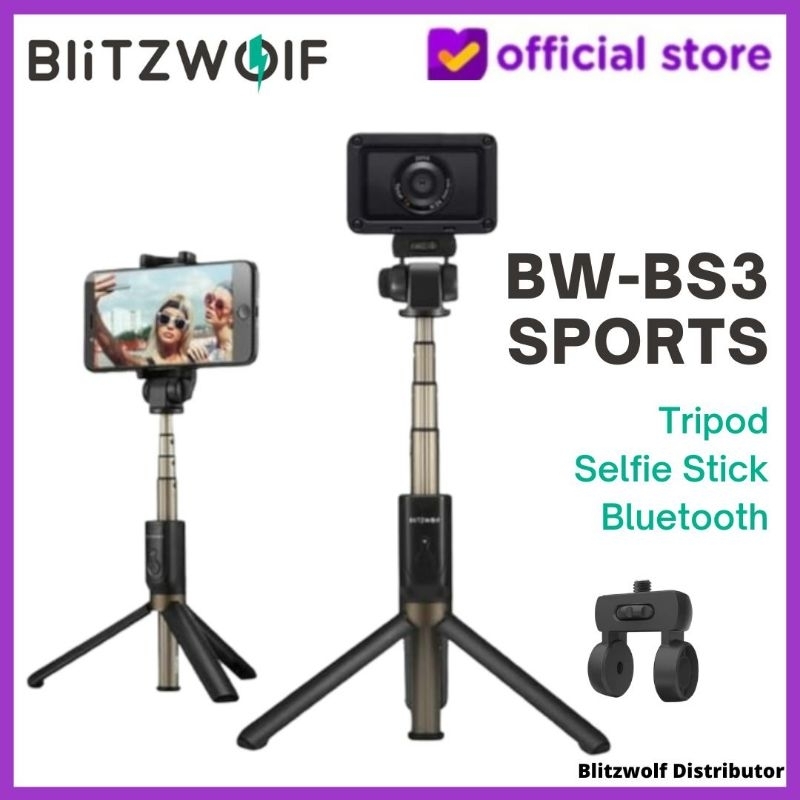Blitzwolf BW BS3 Sport Tongsis Tripod Bluetooth HP BW-BS3 Sports Action Cam GoPro HP iPhone Samsung