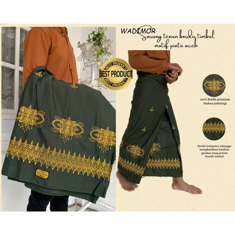Sarung Bordir Pintu Aceh Sarung Tenun Bordir Timbul Motif Pintu Aceh