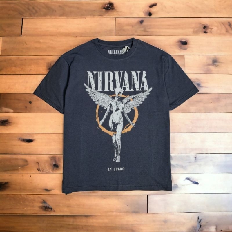 Pull Bear x Nirvana Licensed Graphic Printed T-Shirt