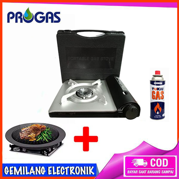 Paket Set Kompor Portable New Progas + Panggangan BBQ