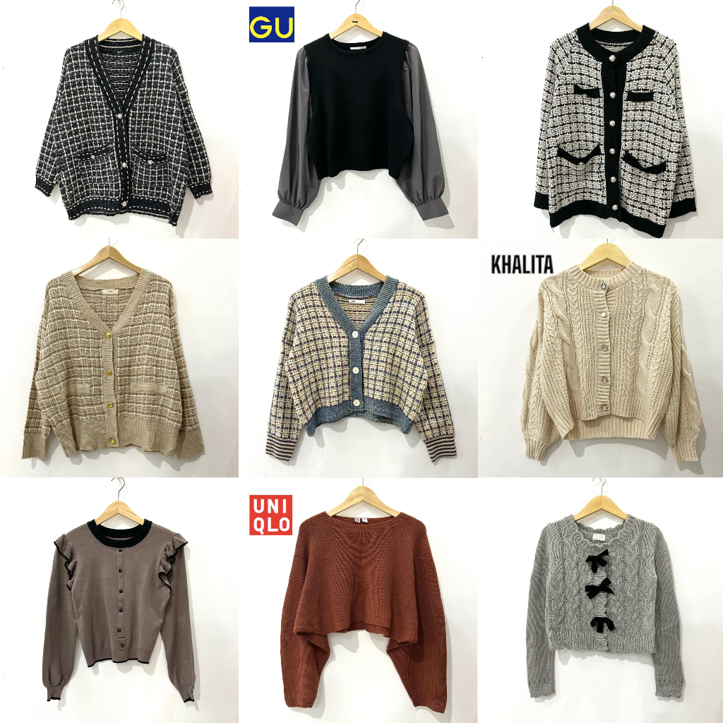 [PREMIUM & BRAND] Sweater Cardigan Model Vest Tali Tweed Lengan Kancing Rajut Rompi Premium Kepang M