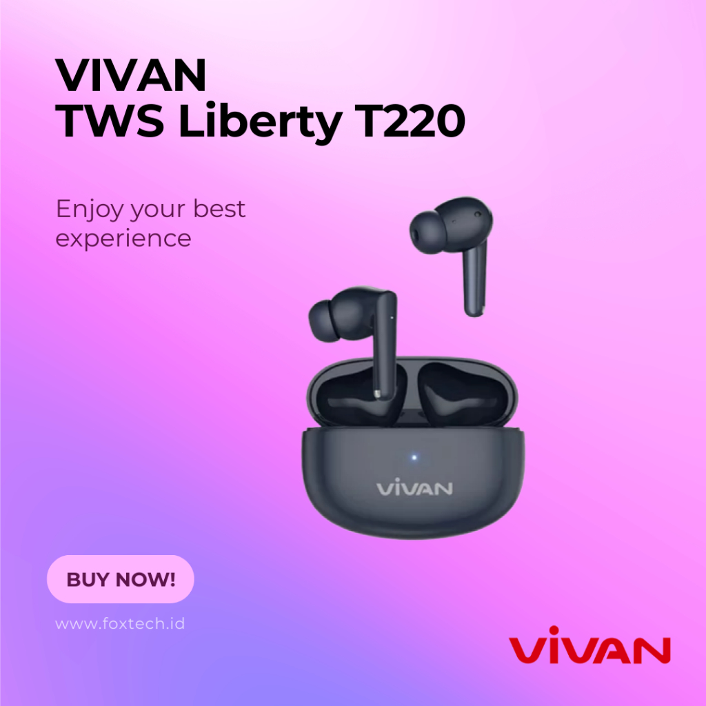 [ORIGINAL] Headset Vivan Liberty T220 Plus Tws Bluetooth Earphones