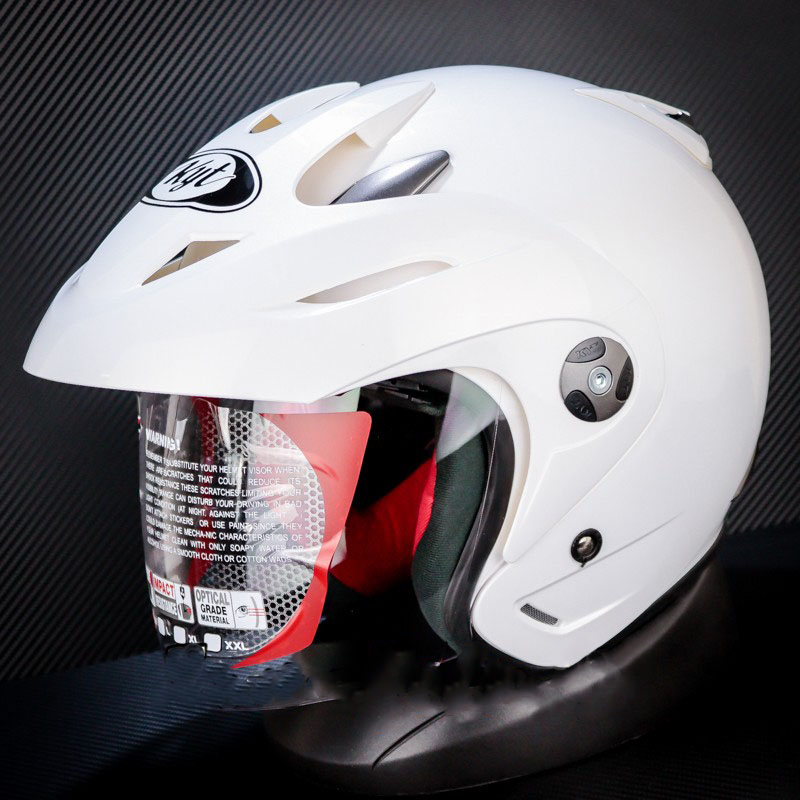 HELM KYT ROMEO SOLID  WHITE SINGEL VISOR HALF FACE