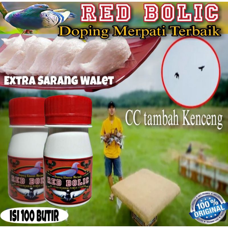 RED BOLIC ISI 100 BUTIR pil penambah cc kencang doping merpati terbang tinggi raja sprint extra jp s