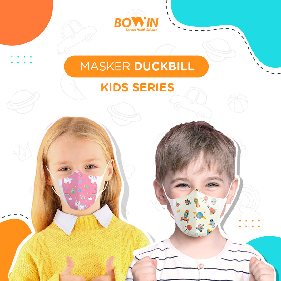 Bowin Masker KN95 (NON CV) - Masker Medis / Masker Bakteri / Polusi - DUCKBILL KIDS, GIRL (10 PCS)
