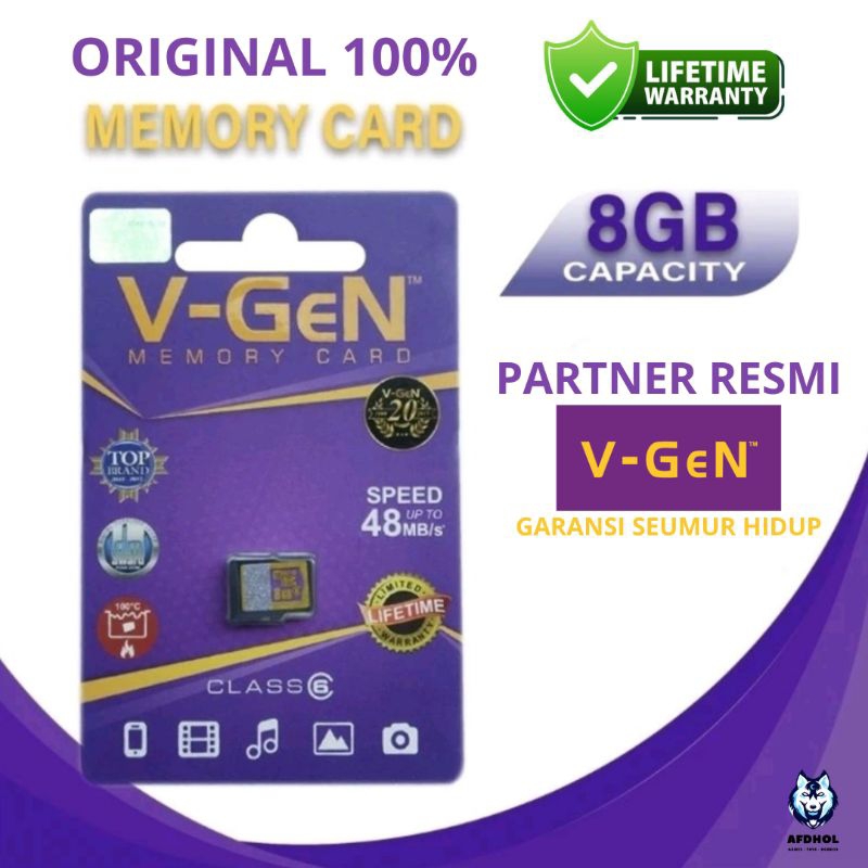 MICRO SD VGEN 8 GB MEMORY CARD MICROSD V-GEN 8GB ORIGINAL MMC MEMORI HARDISK USB MEMORY CARD MICRO S