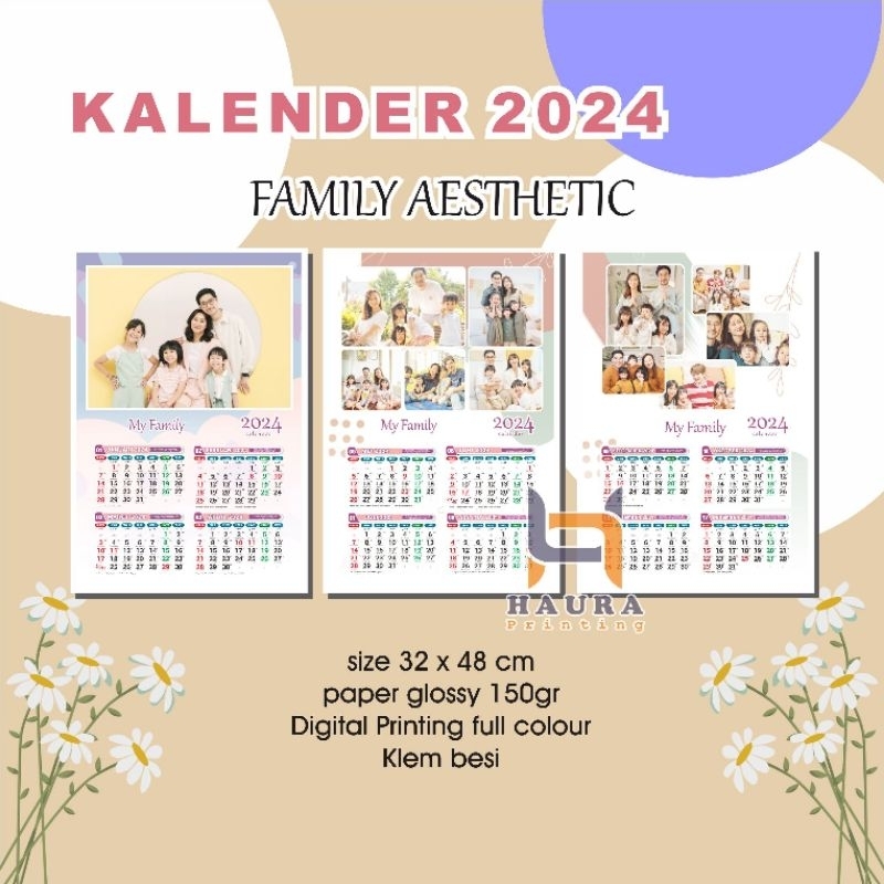 

kalender 2024 isi 3lembar//4bulan, kalender dinding custom foto