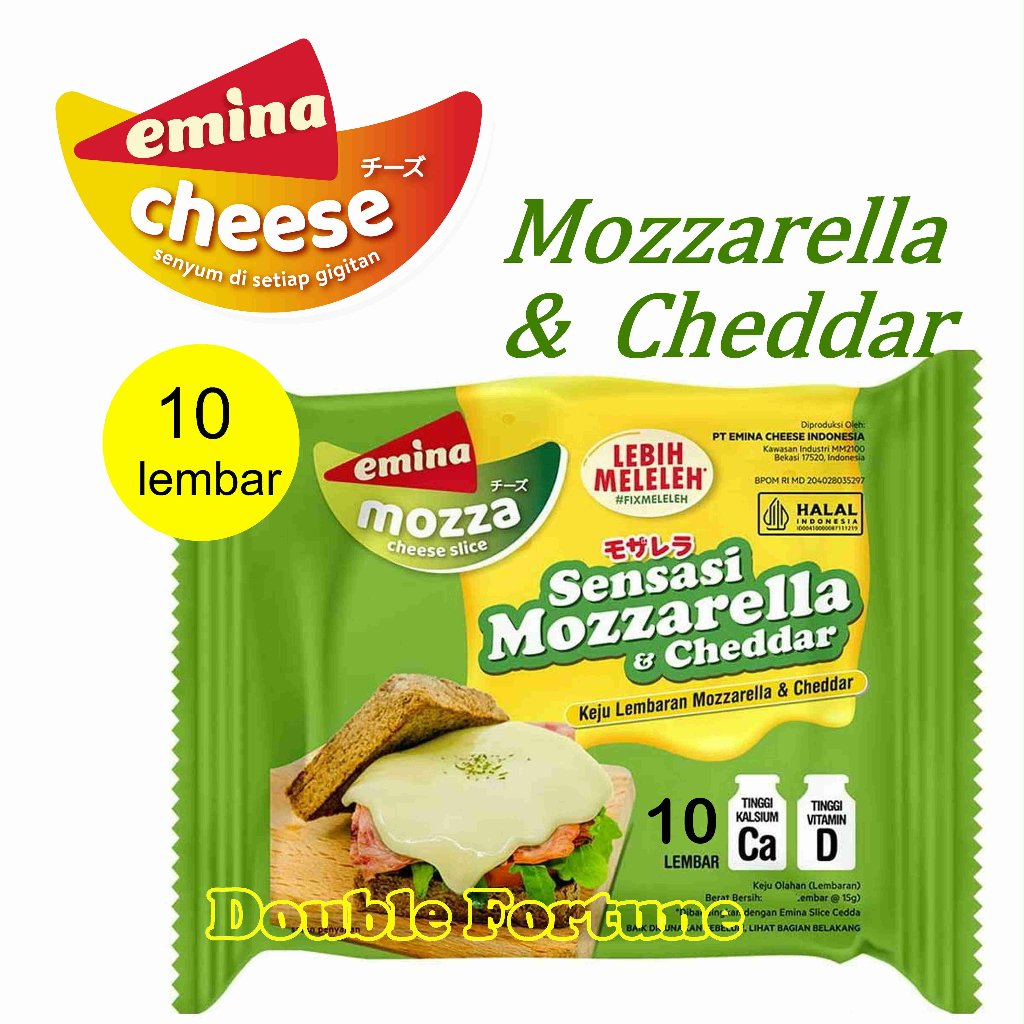 EMINA MOZZA 10 slice MOZARELLA CHEDDAR CHEESE KEJU LEMBARAN OLAHAN
