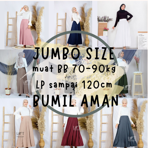 [JUMBO] Rok Plisket JUMBO SIZE MAYUNG Premium Quality /Rok Rempel Panjang / Rok hijab