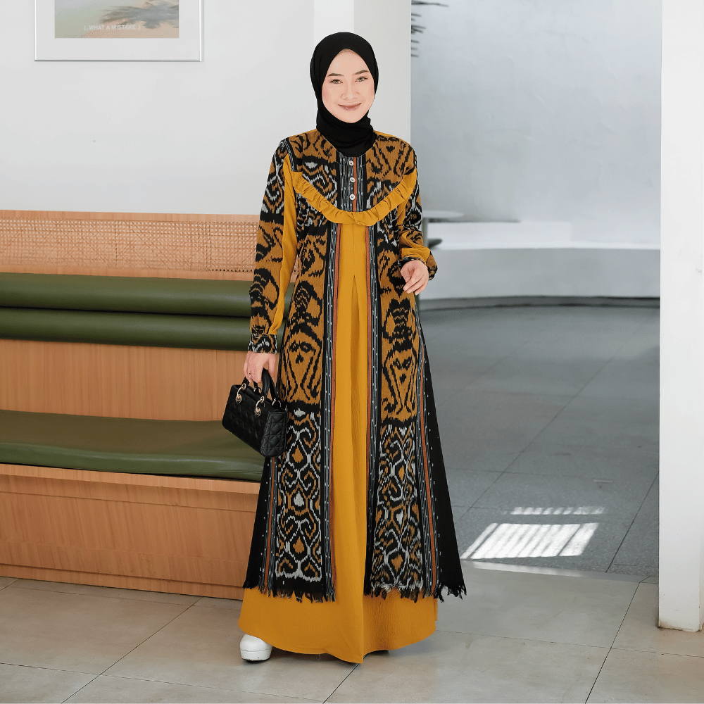 Gamis Dress Kondangan Pesta Mewah Elegan Busui Mix Tenun Troso SHIRINZEIN Rahayu