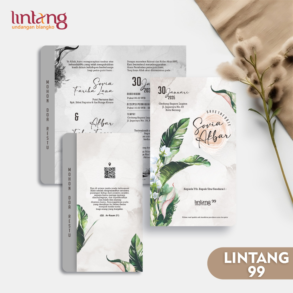 CETAK UNDANGAN PERNIKAHAN DESAIN SIMPLE ELEGAN / UNDANGAN NIKAH MURAH
