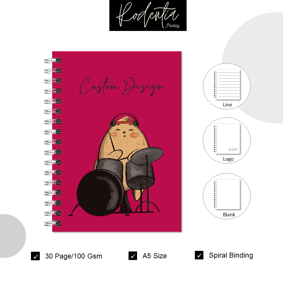 

Custom A5 Buku Catatan Jurnal Note Books Jilid Spiral Isi 50 Lembar Custom Logo Satu Warna 100 gsm Souvenir Penikahan Seminar, Khitan