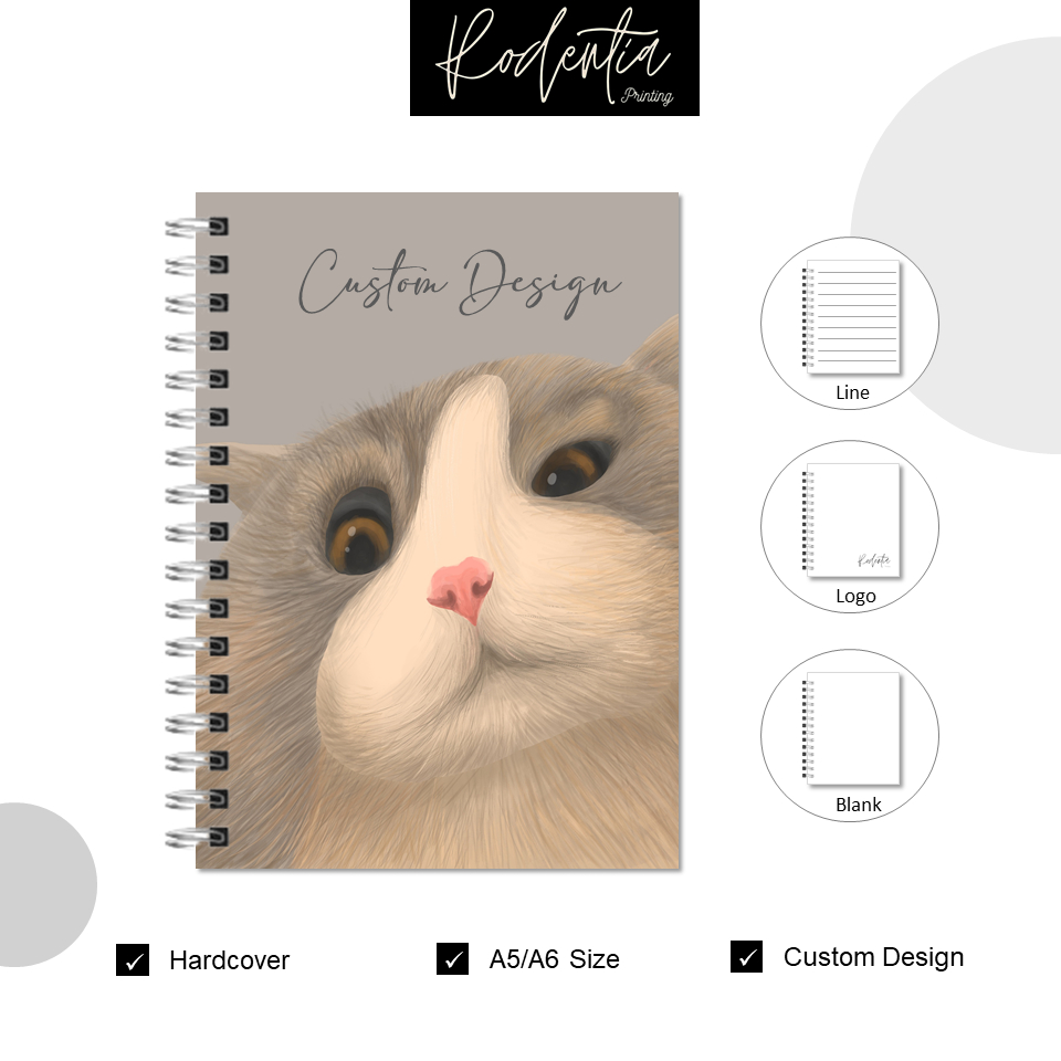 

Custom Notebook Hardcover Ukuran A5 Catatan Jurnal Note Books Jilid Spiral Isi 60 50 40 Lembar Custom Logo Satu Warna 70/80/100 gsm Souvenir Penikahan Seminar, Khitan