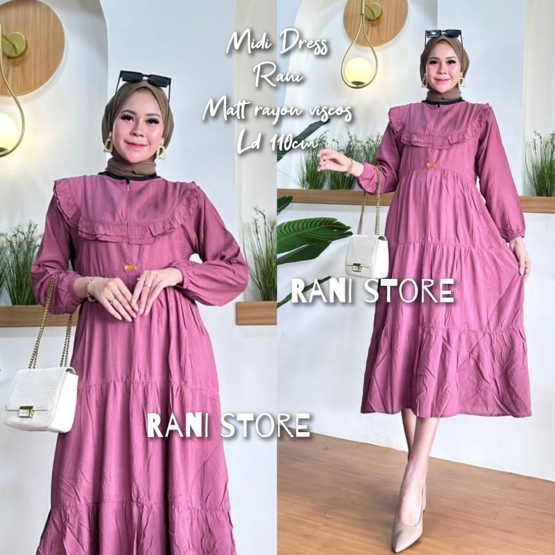 MIDI DRESS Muslim rayon terbaru/ midi dress rayon viscos